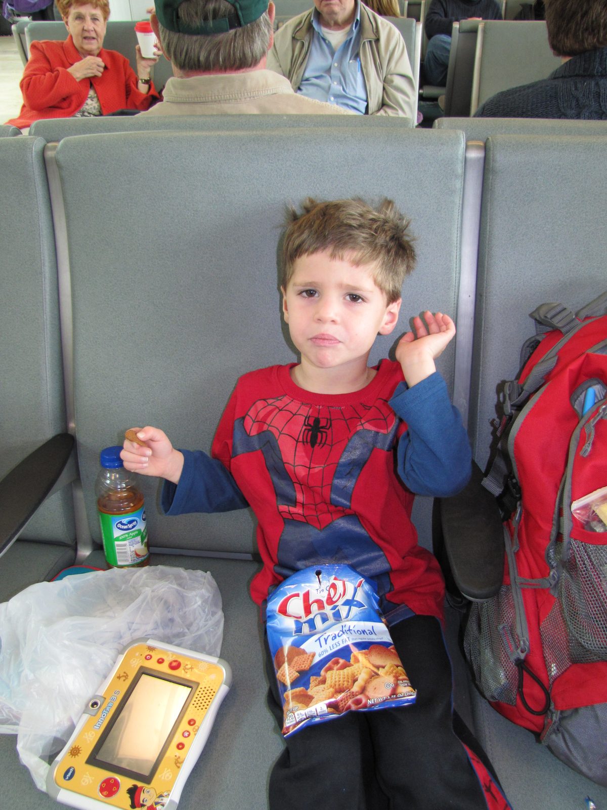 Thomas with his snack at the Orlando airport