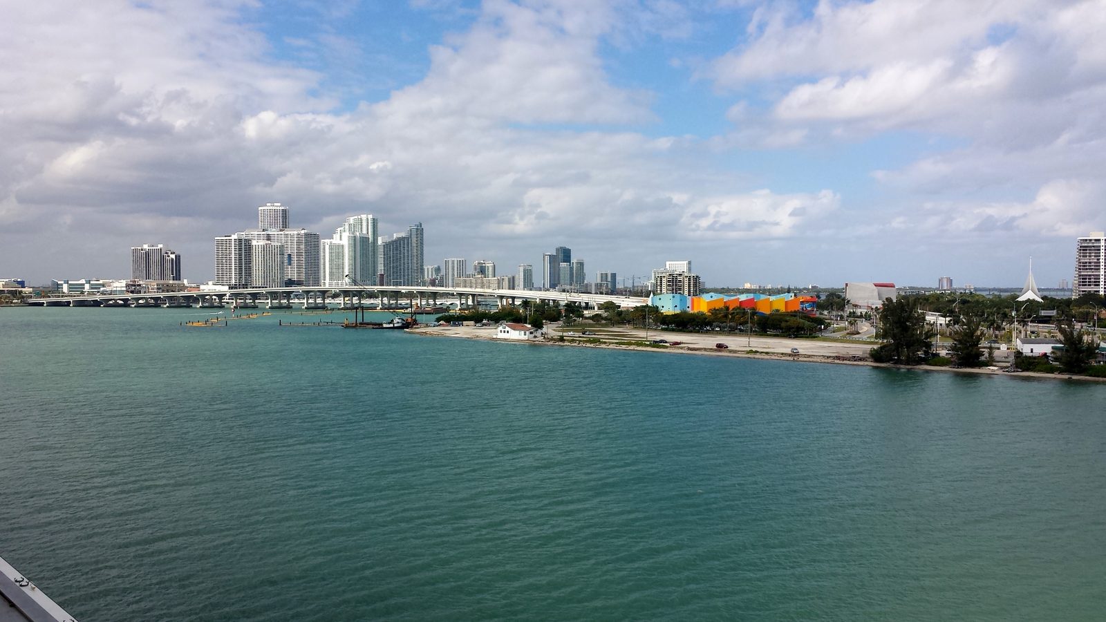 Miami across the water, finally onboard the Wonder