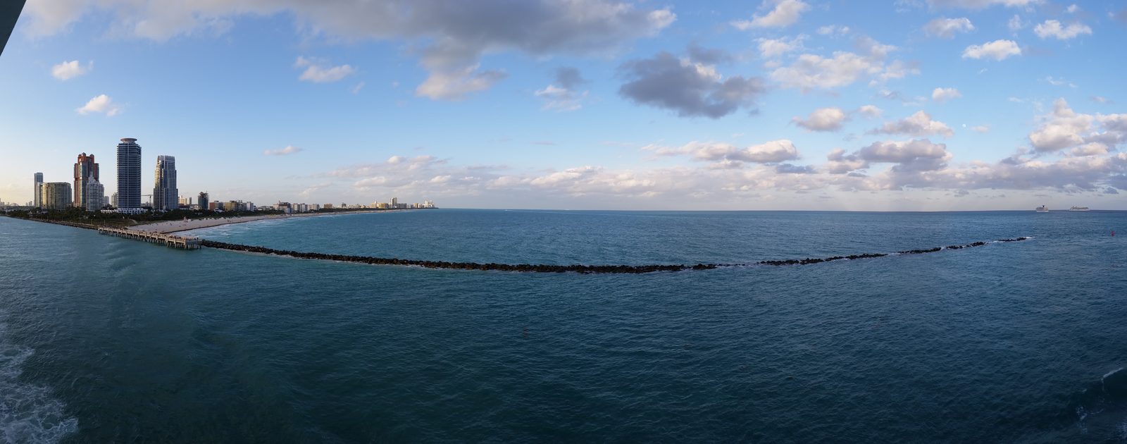 Sailing out past Miami Beach