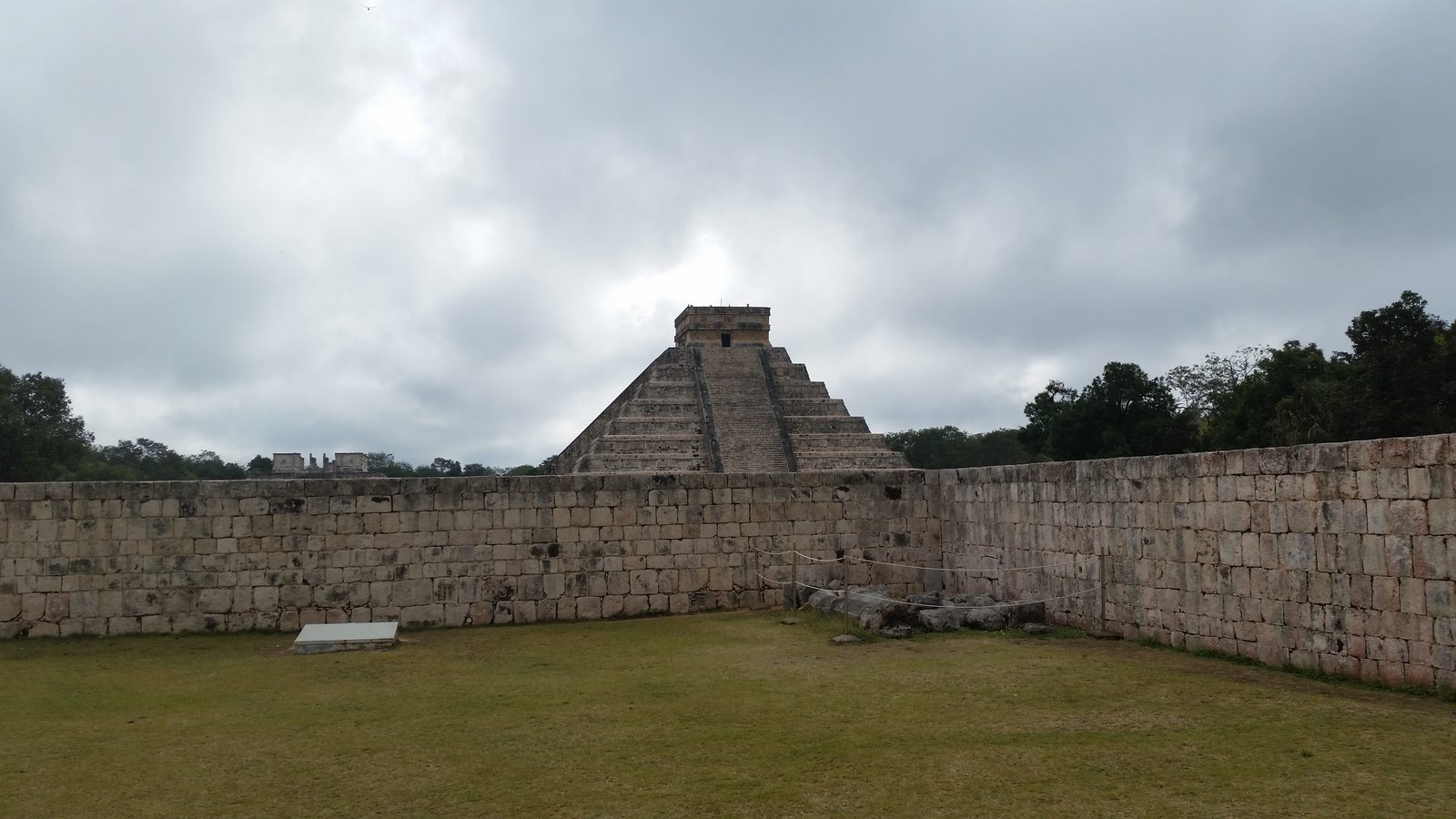 El Castillo beyond the wall at Chichen Itza