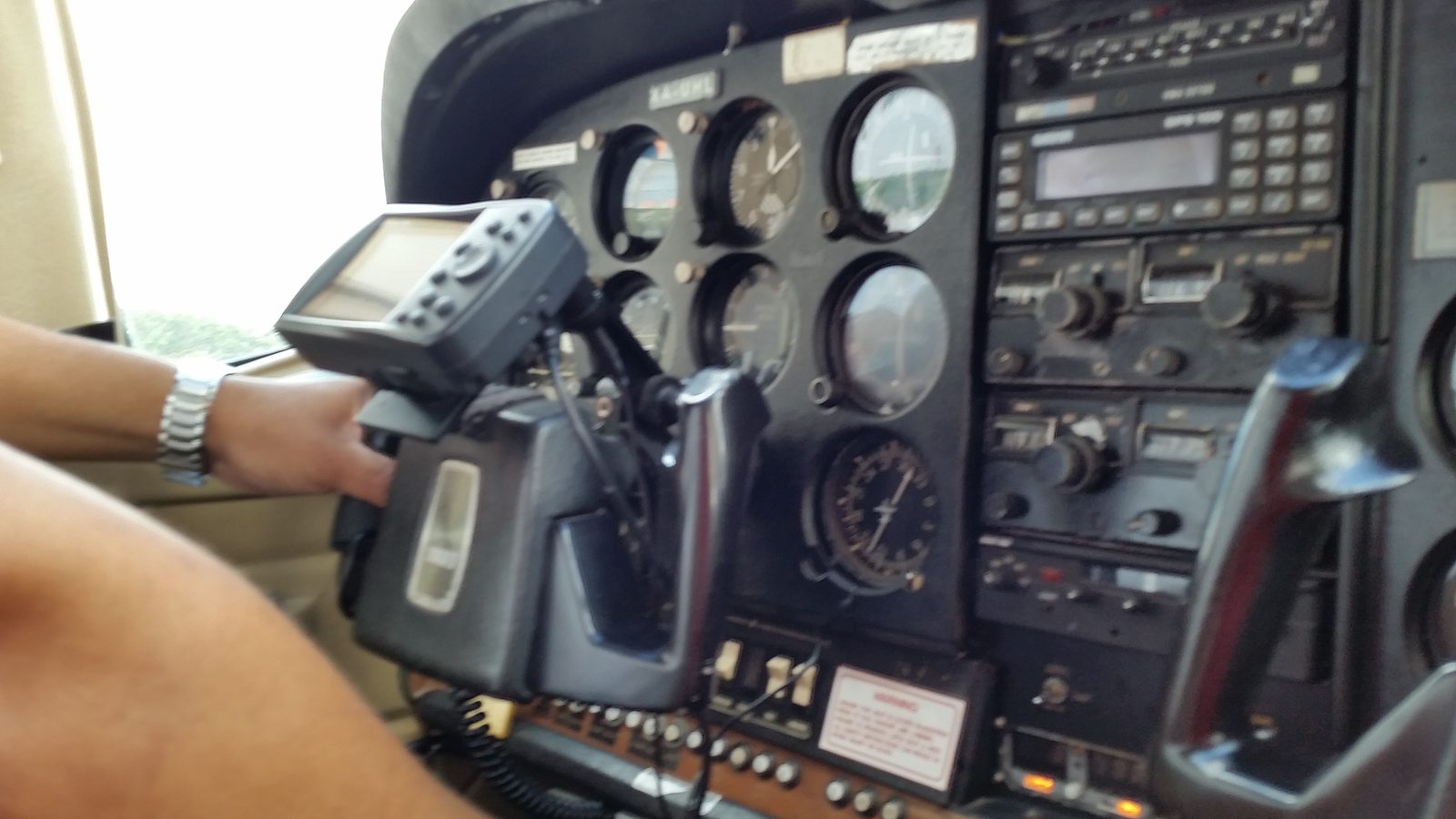 Cockpit of the Cessna on the flight back to Cozumel