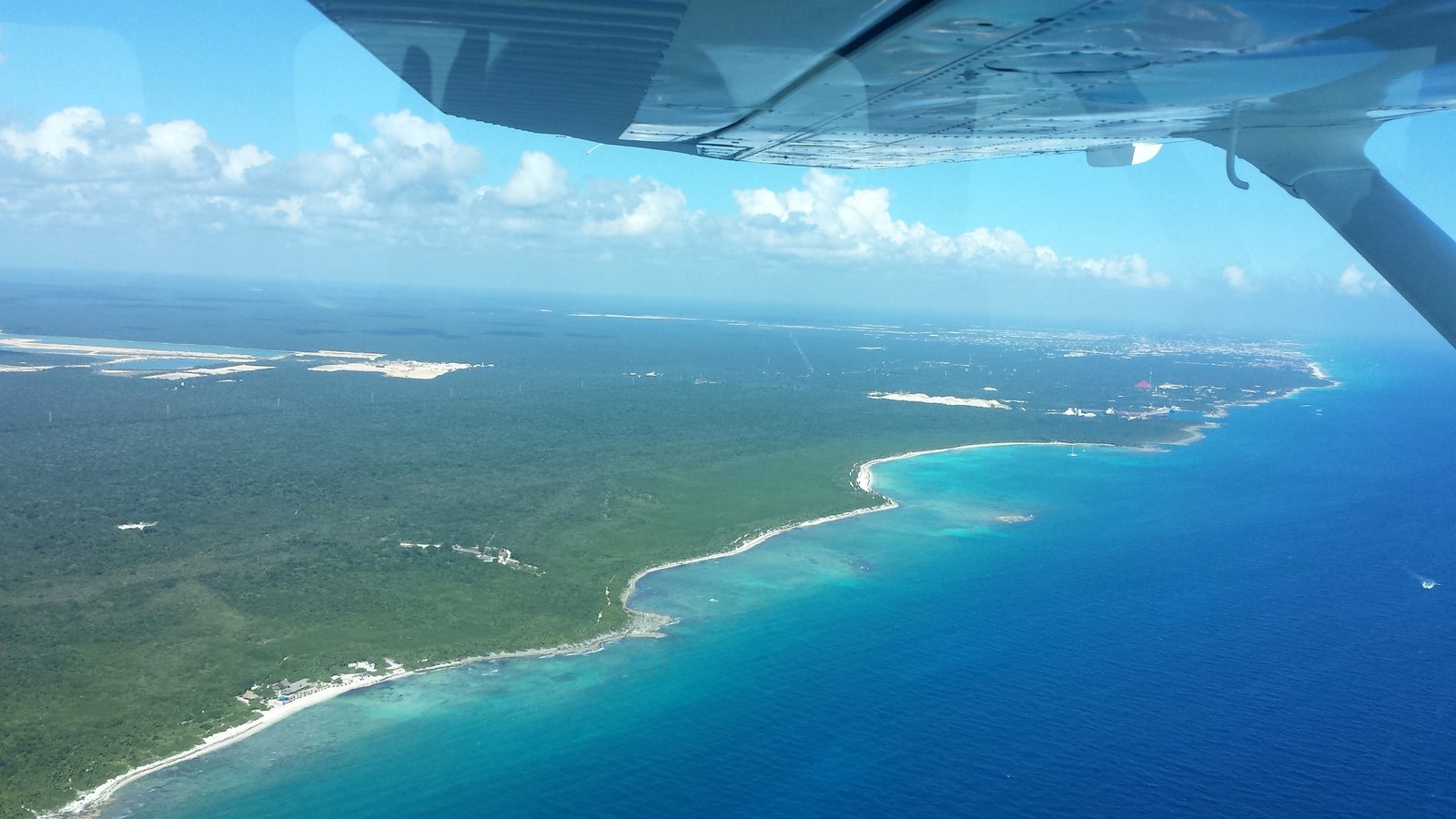 Flying back to Cozumel over the coast
