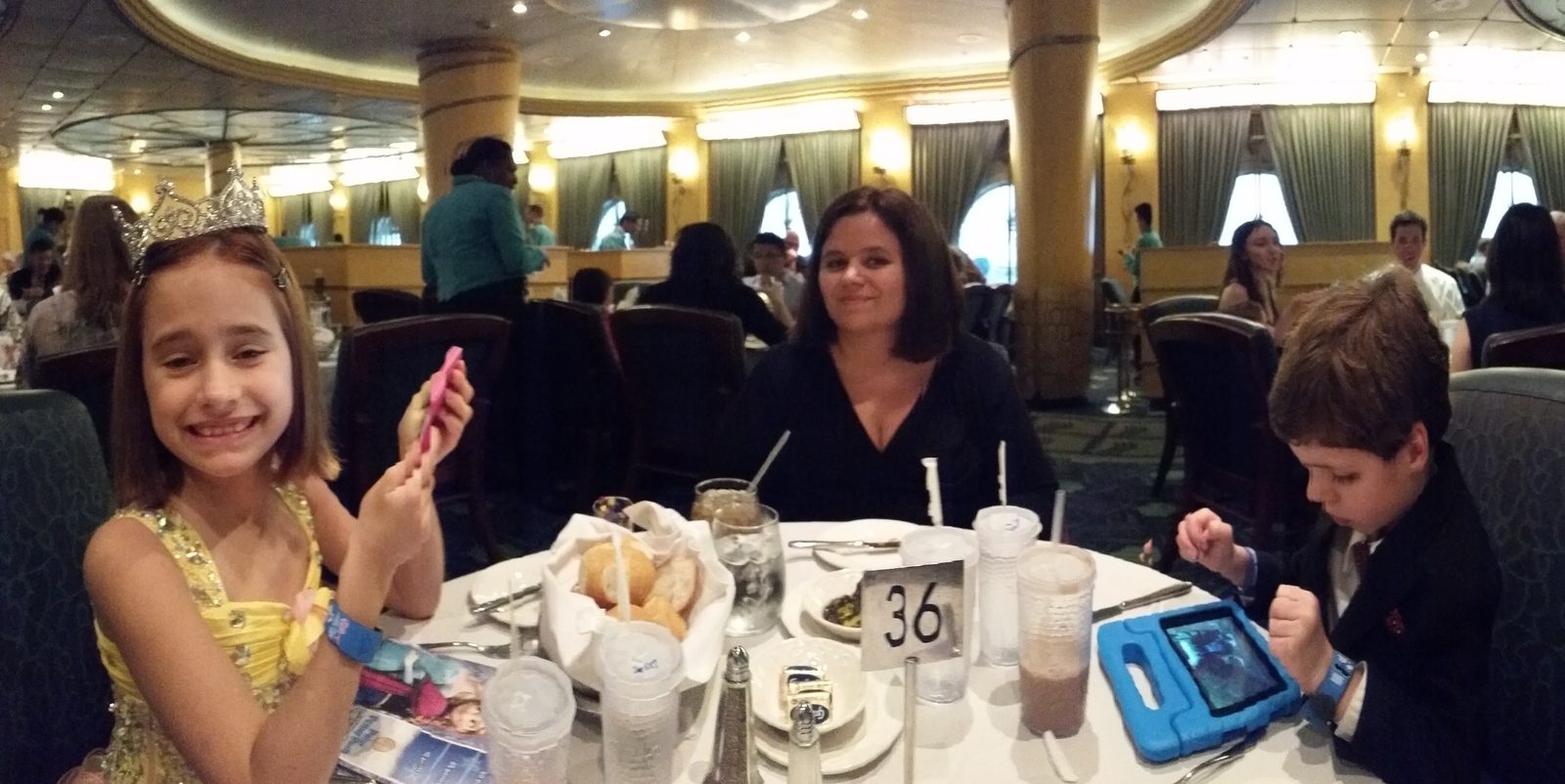 Lisa in her tiara at formal night dinner