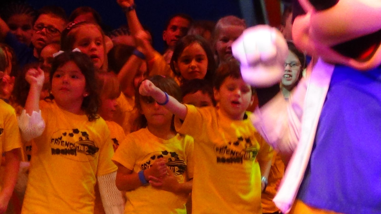 Kids on stage for Friendship Rocks