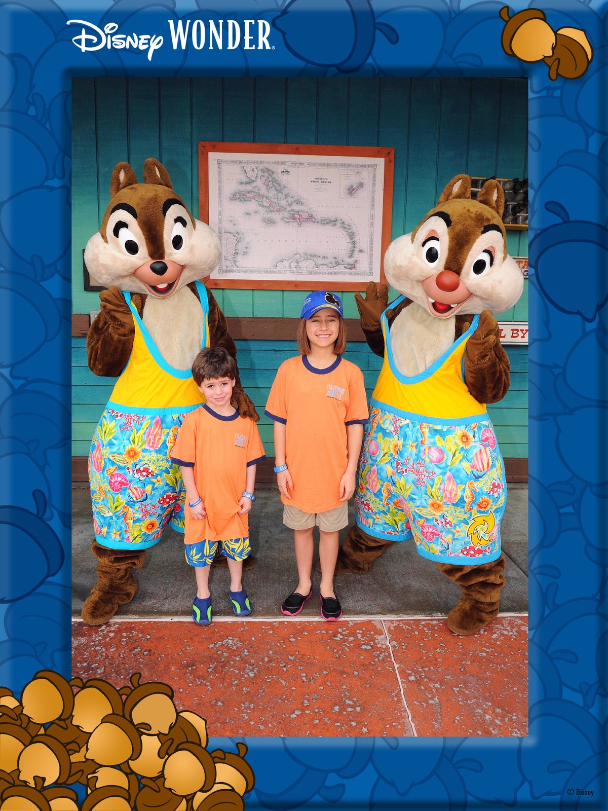 Chip, Thomas, Lisa and Dale in their island outfits at Castaway Cay