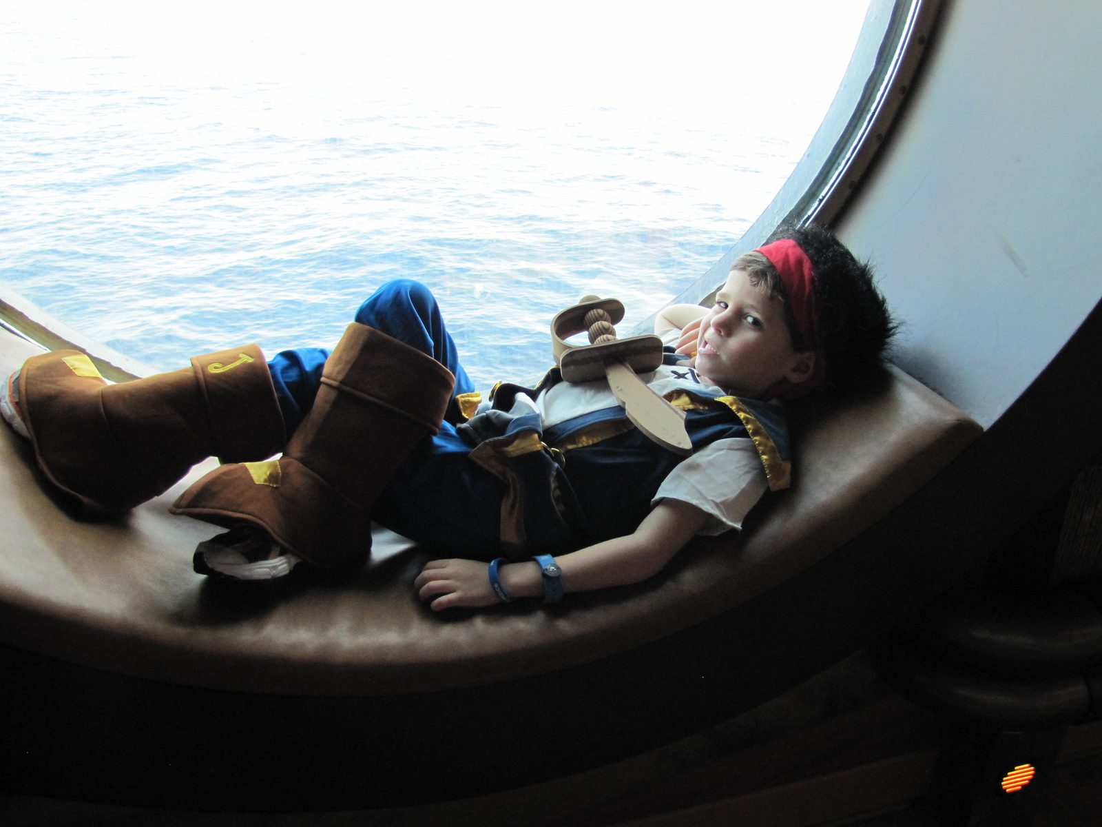 Thomas asleep in his pirate costume