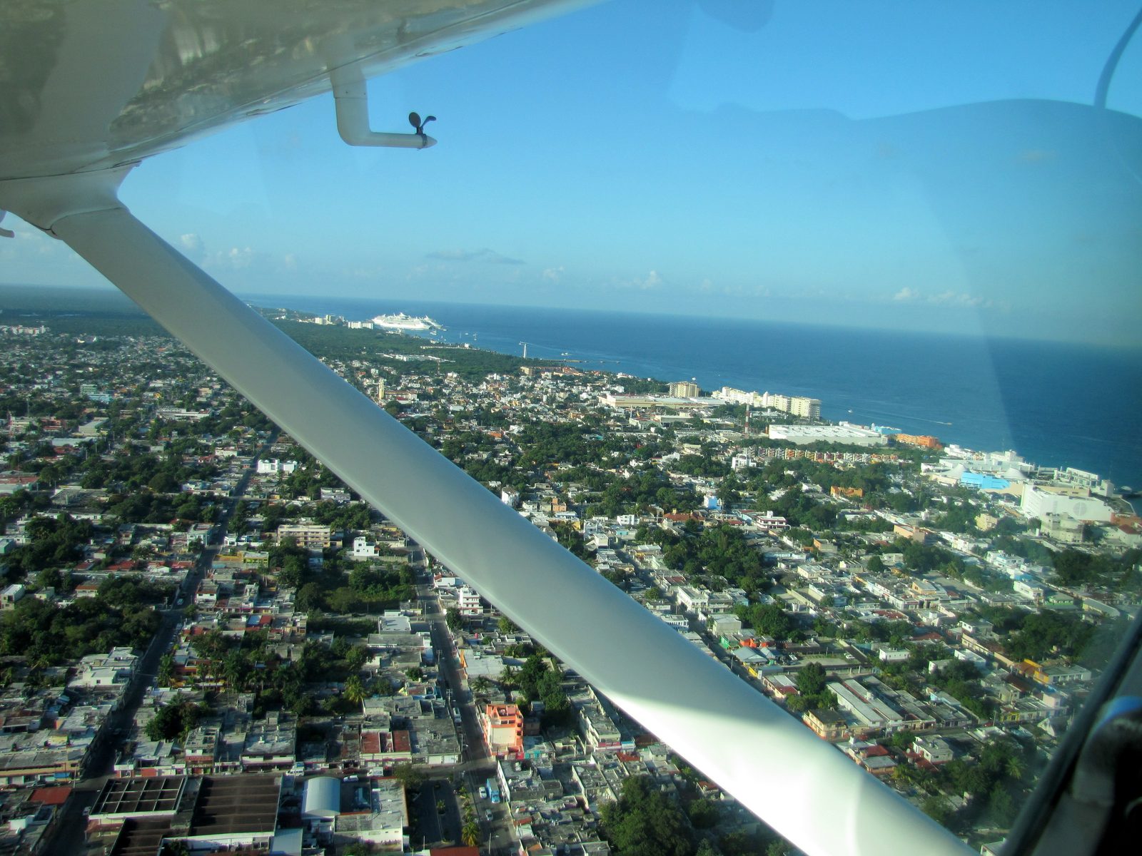 Cozumel below the Cessna wing on our way to Chichen Itza