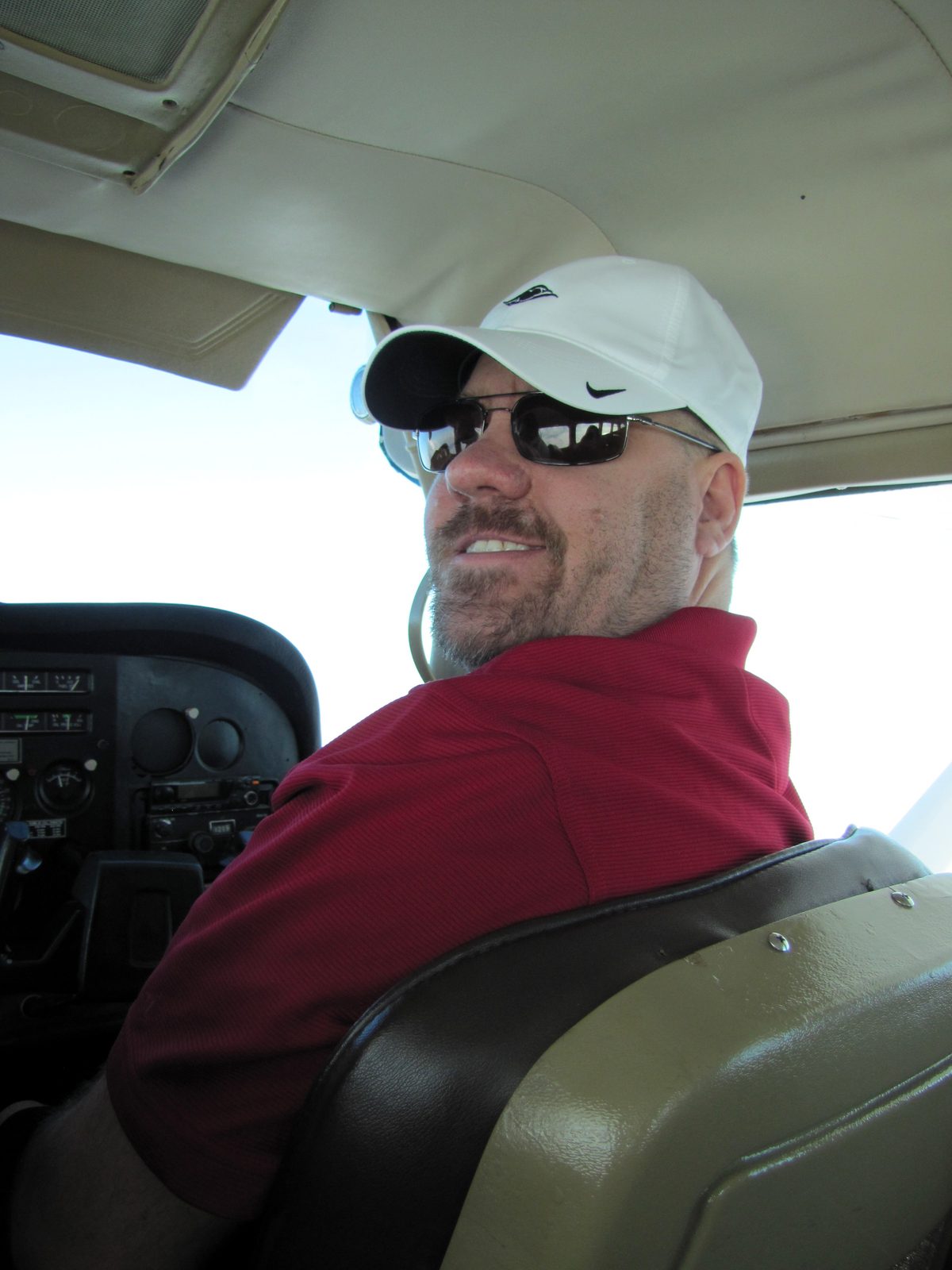 Michael in the little plane to Chichen Itza