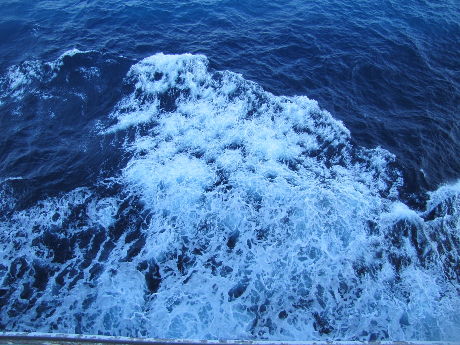 Wake trailing off the stern