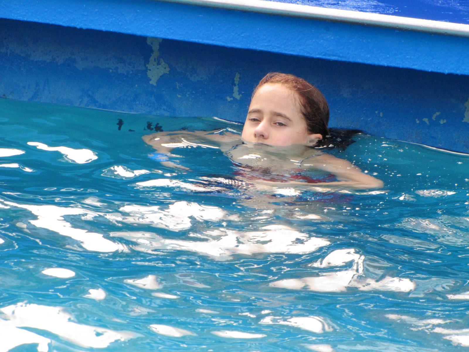 Lisa swimming laps in the pool
