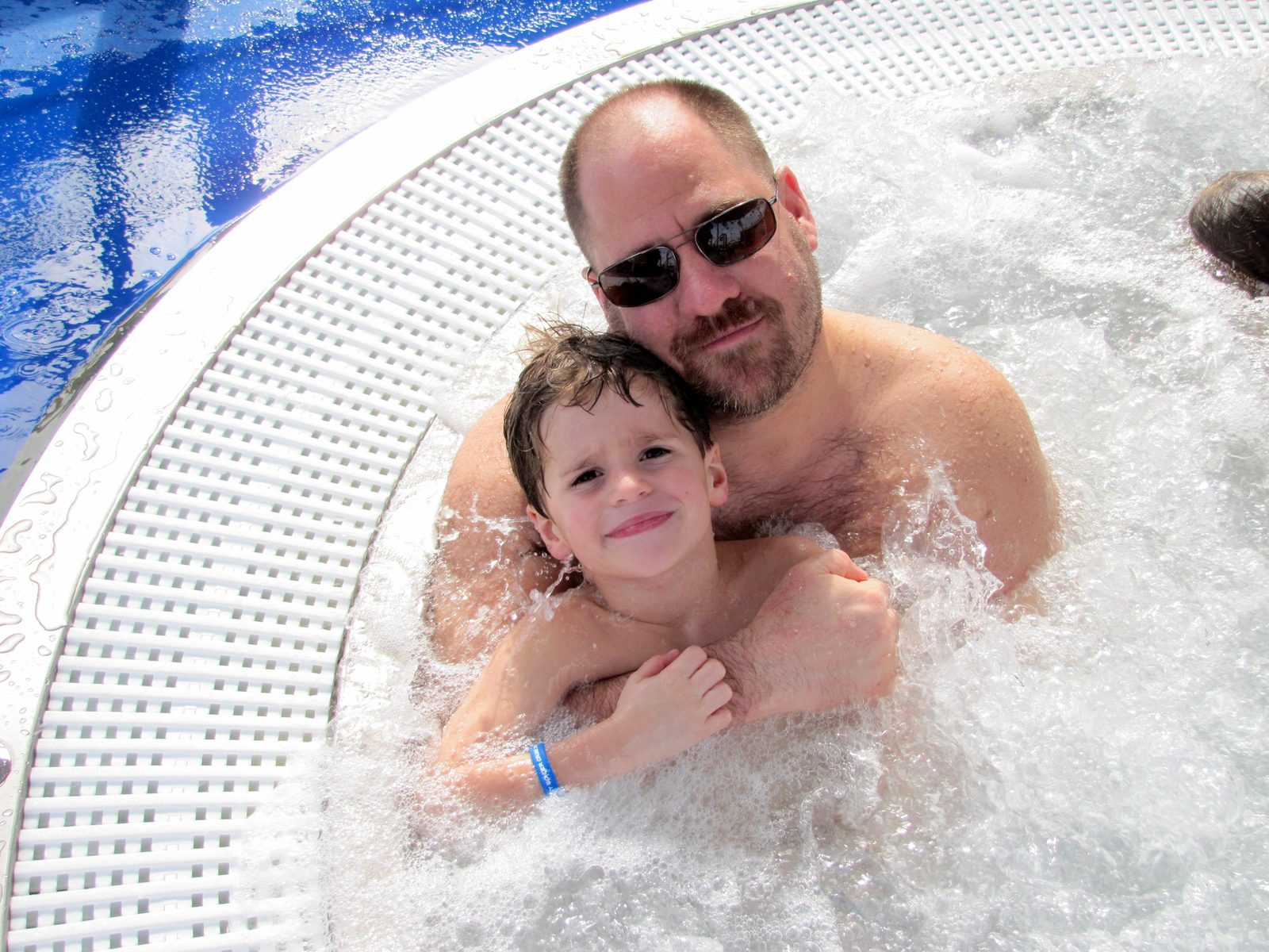 Thomas and me in the hot tub