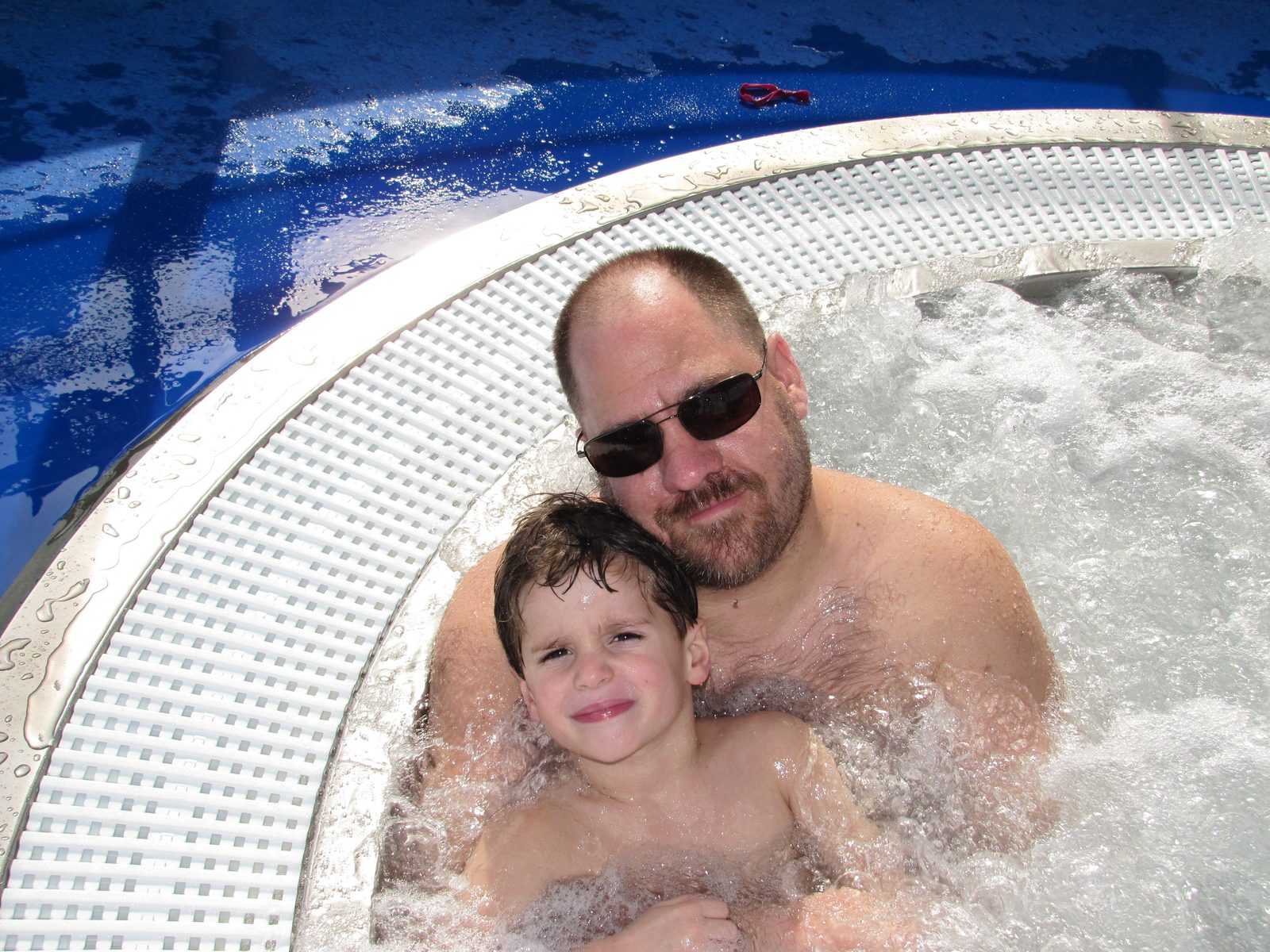 Thomas and Michael relaxing in the hot tub