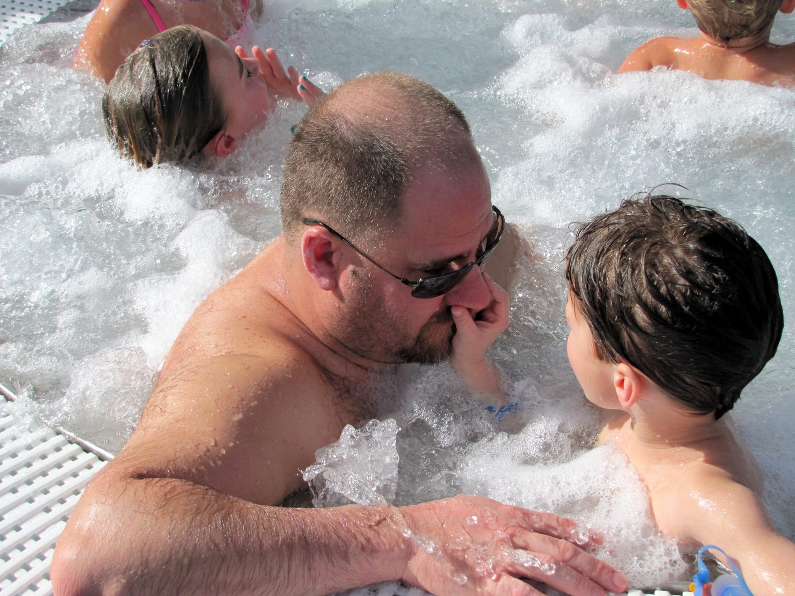 Thomas and Michael in the hot tub on the Wonder