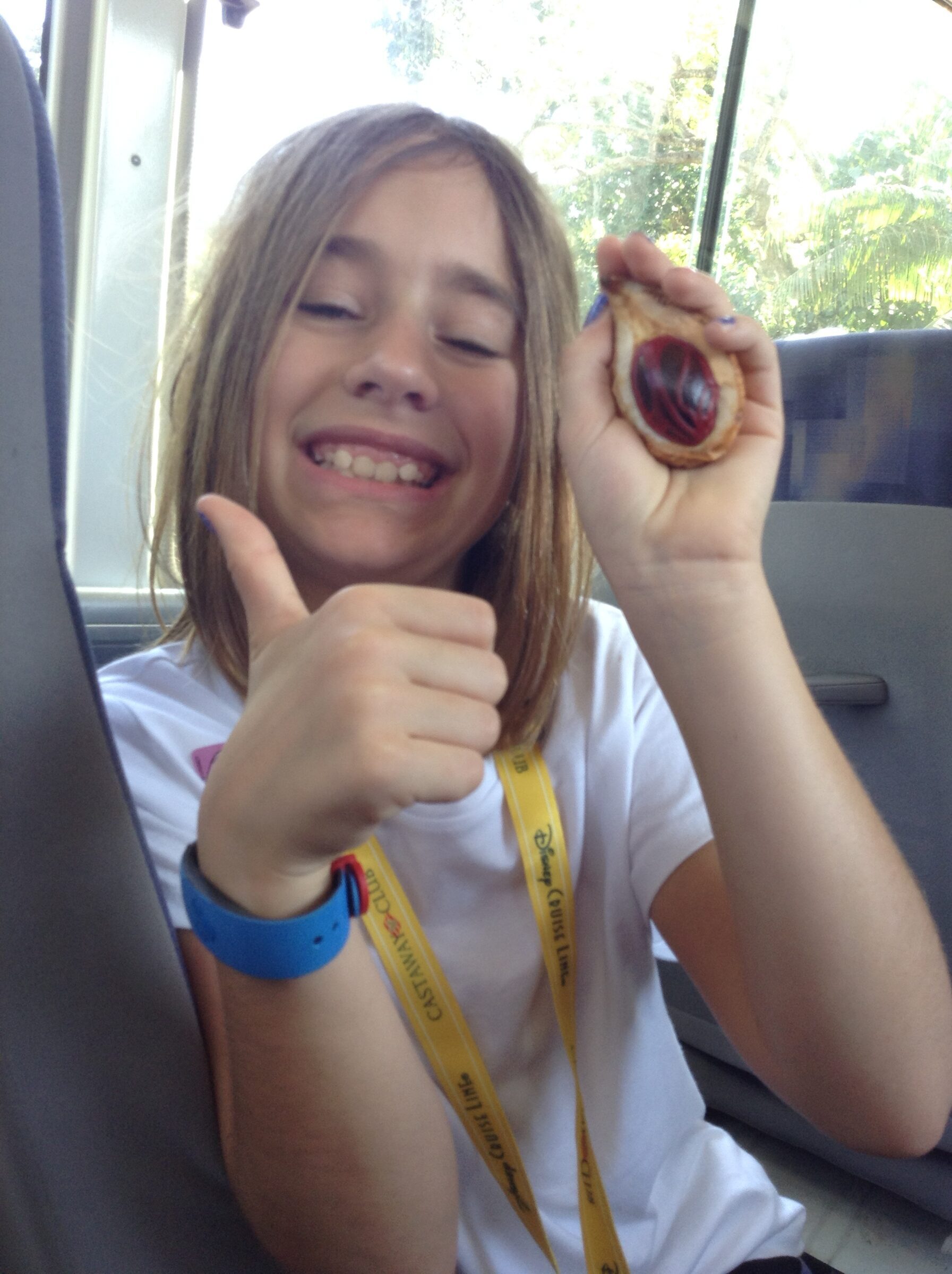 Lisa with a nutmeg fresh from the farm