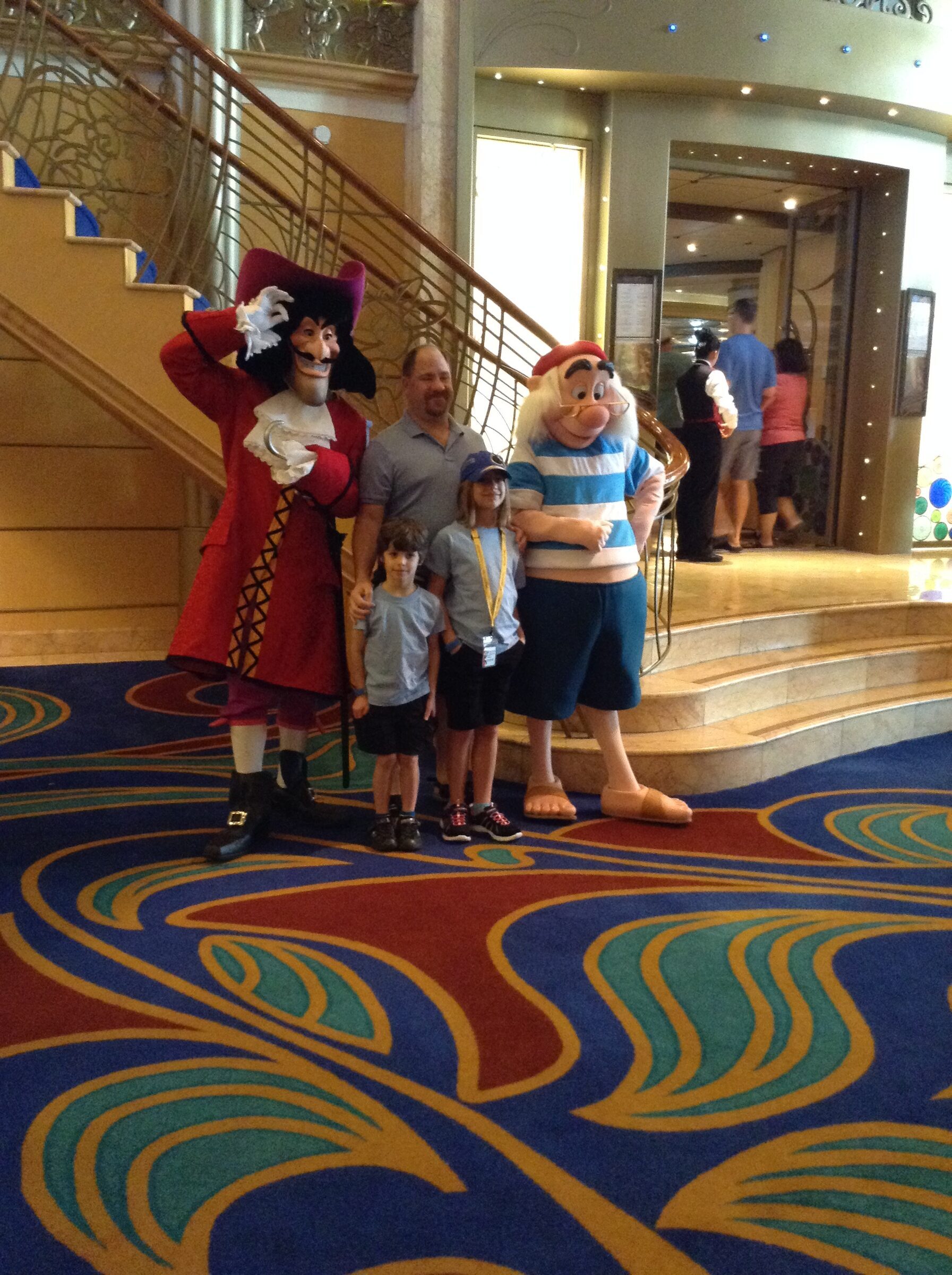 With Captain Hook and Mr Smee before going ashore in Bridgetown