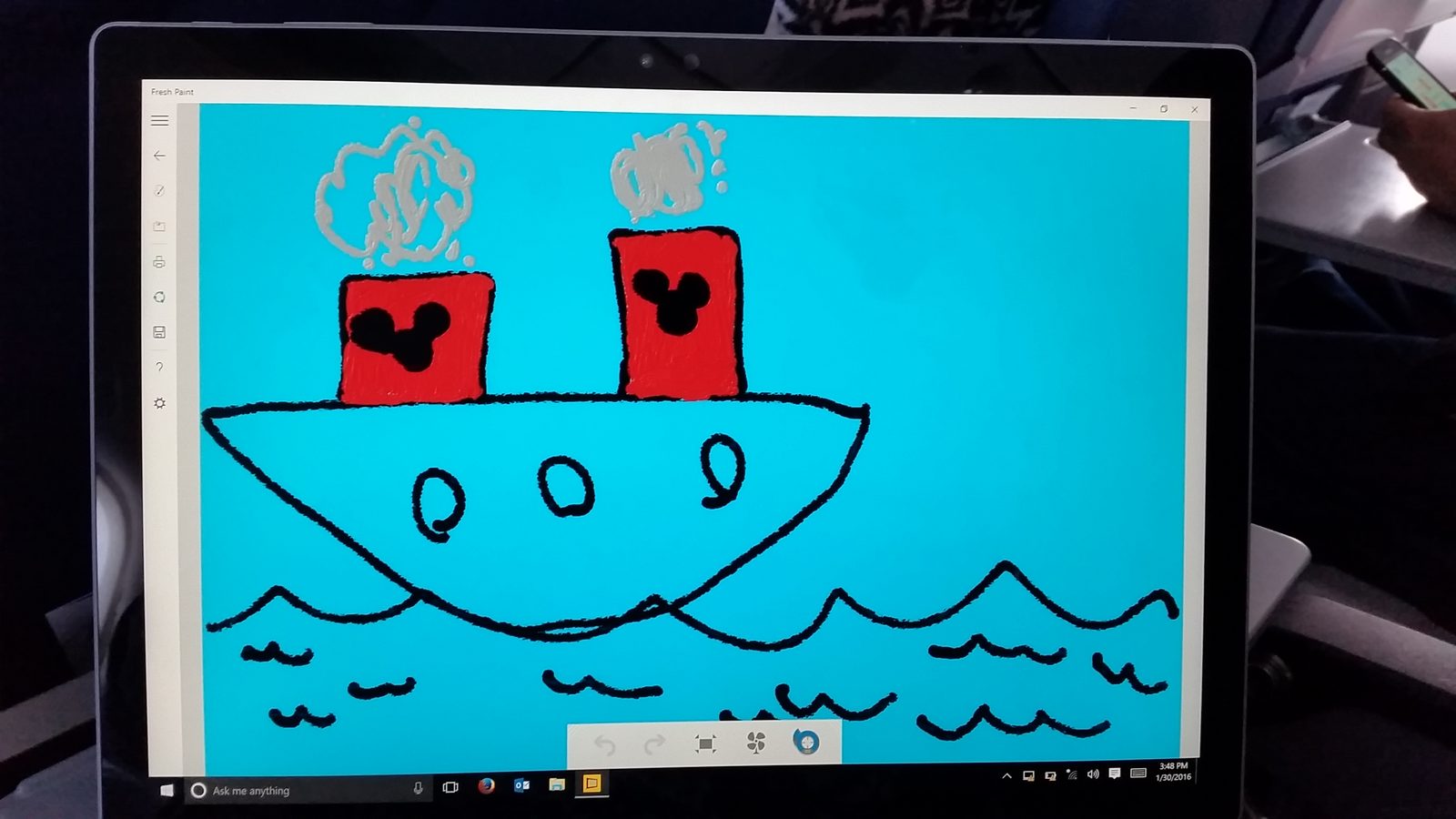 Lisa's drawing of our cruise ship