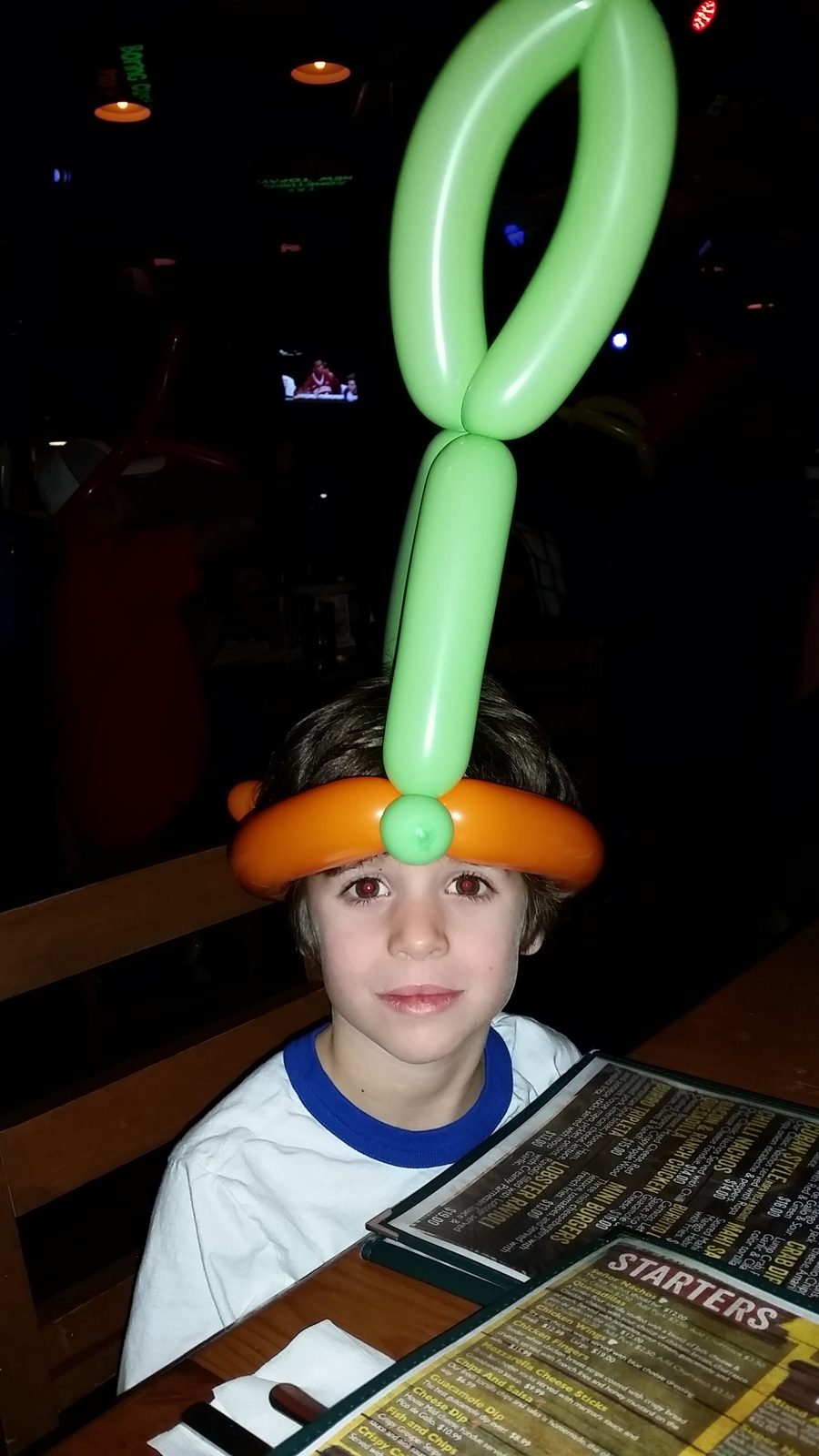 Thomas got a balloon hat too