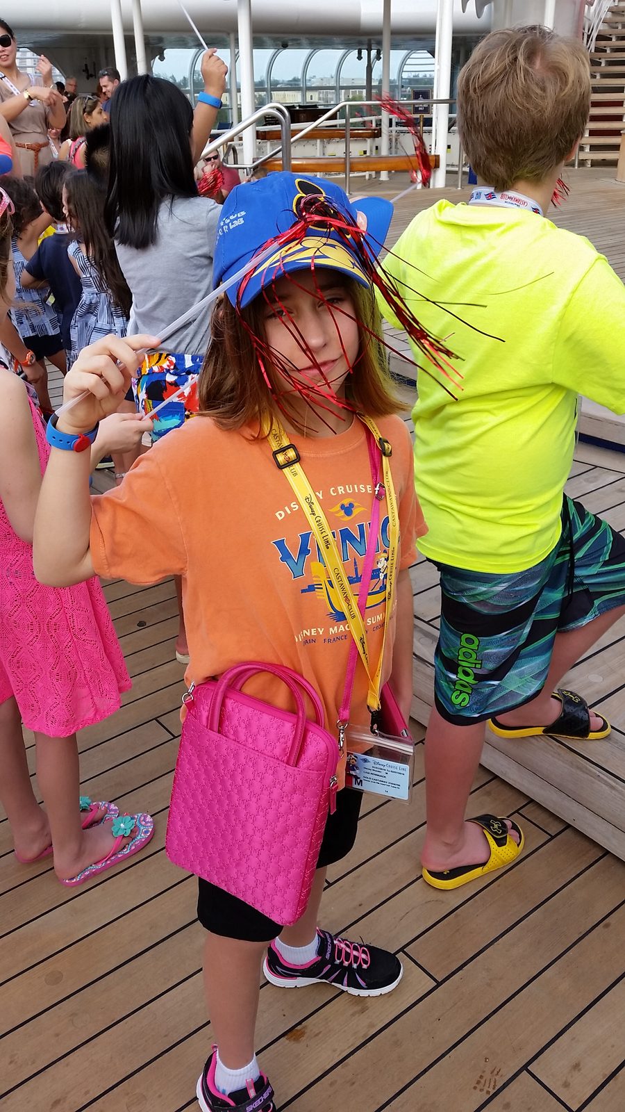 Lisa at the Adventures Away deck party on deck