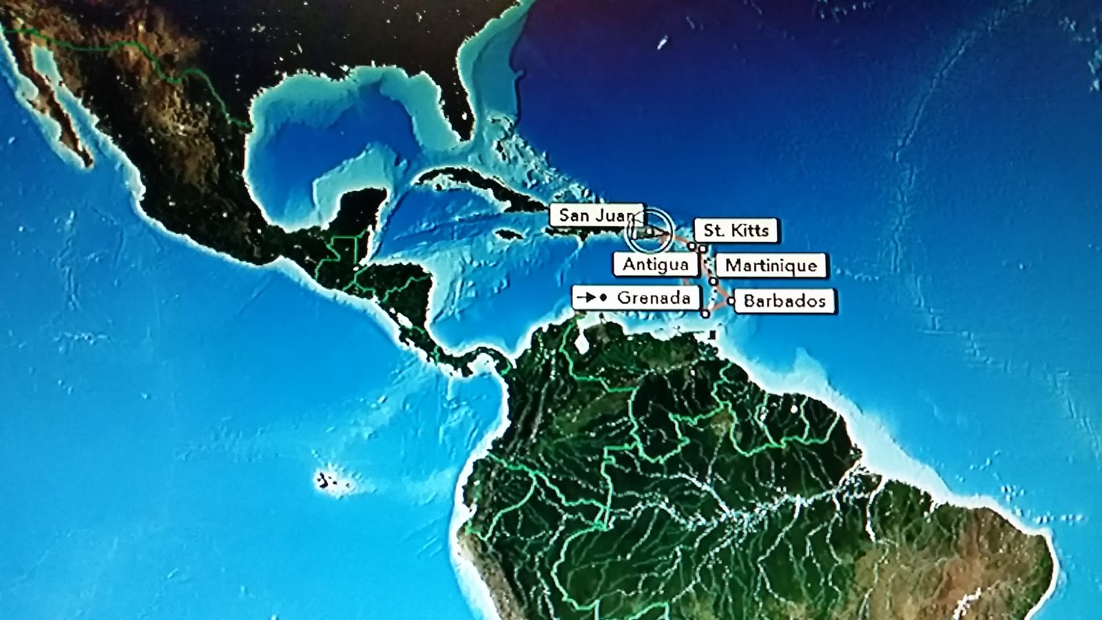 Our route on the ship's map
