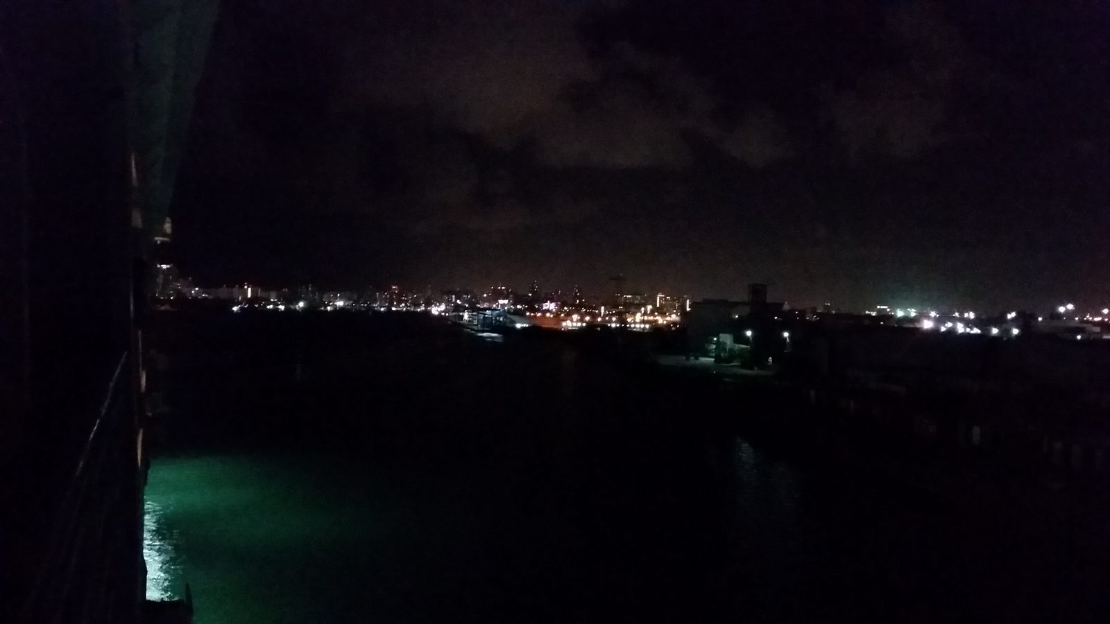 The harbor lights as we sailed out