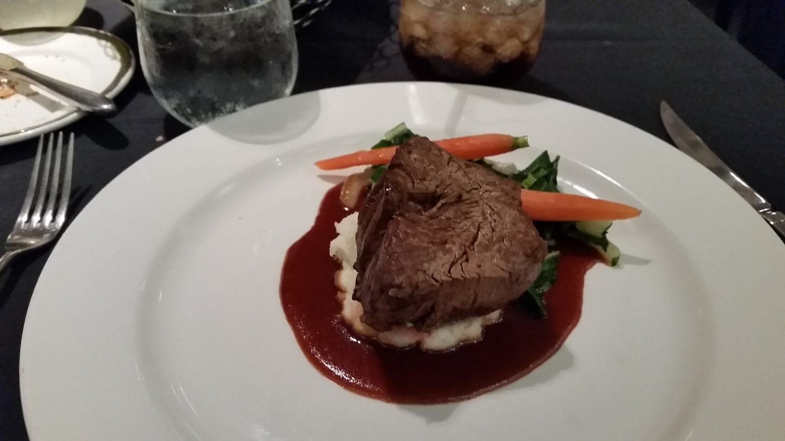 Filet of beef at dinner on the Wonder