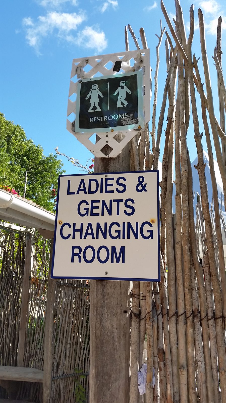 Changing room sign at Jolly Beach
