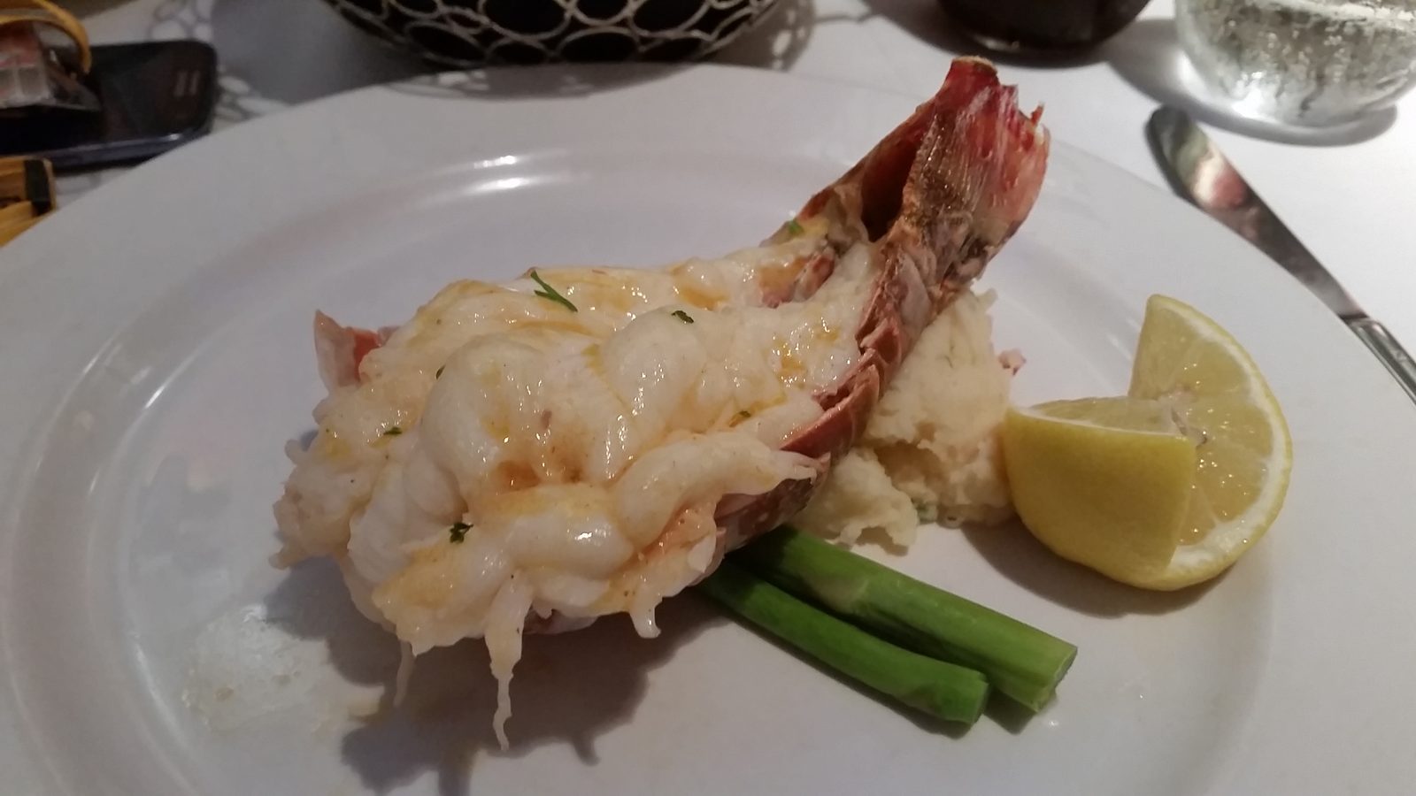 Lobster tail at dinner on the Wonder