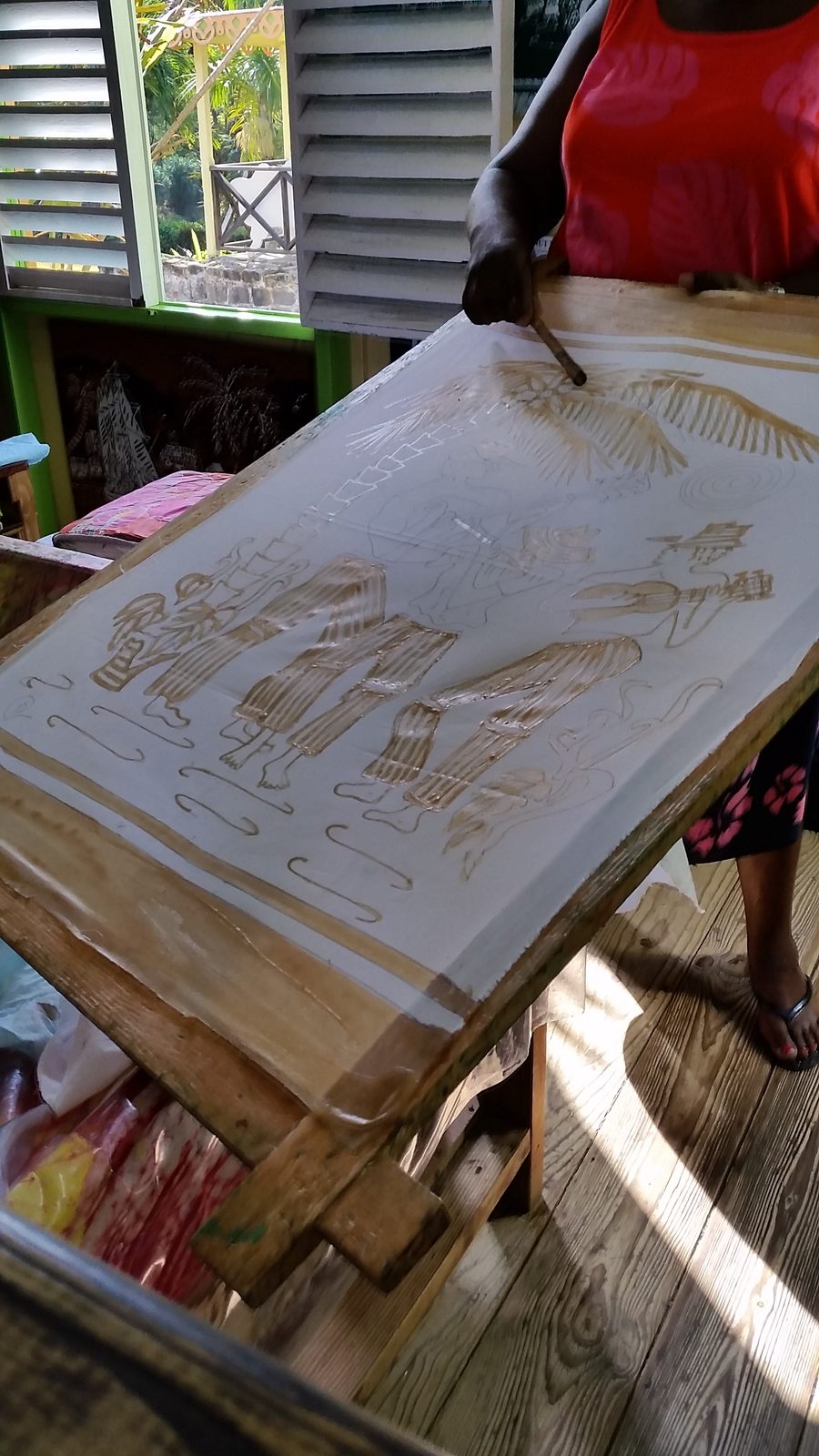 A batik painting demonstration