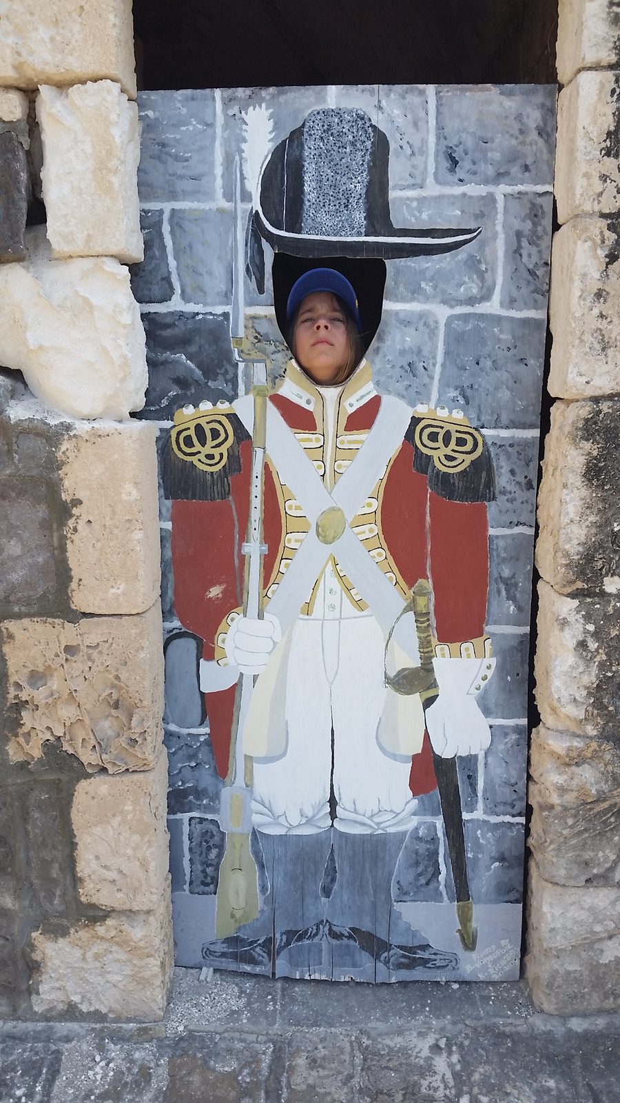 Lisa as a British soldier at Brimstone Hill