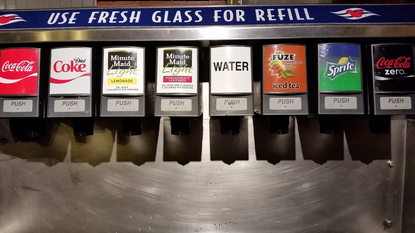 Free sodas on the Disney Wonder