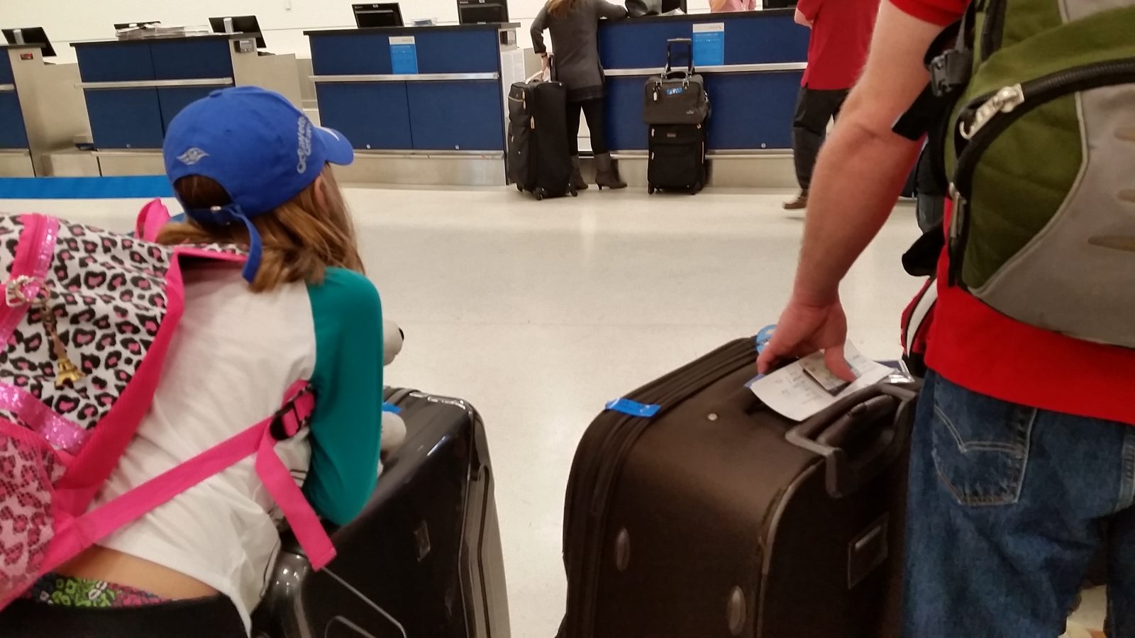 Waiting to check bags at the airport