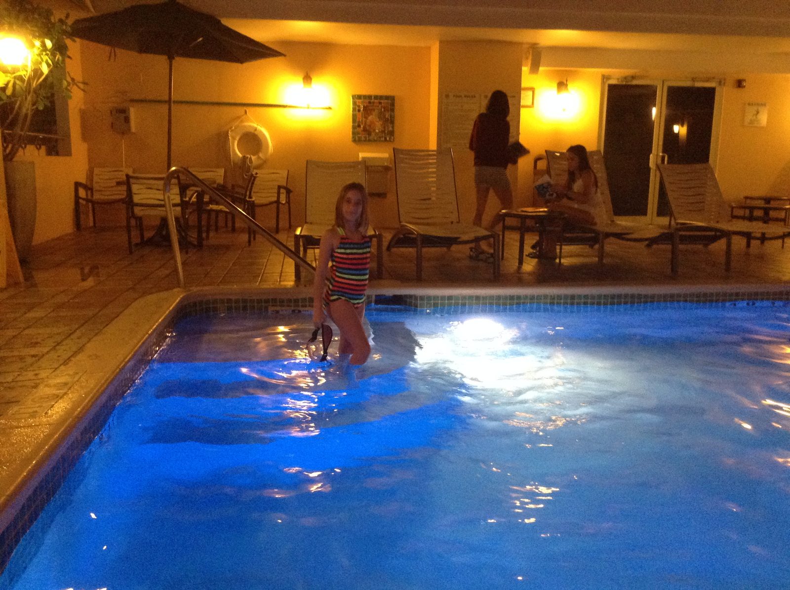 Lisa in the hotel pool that first night