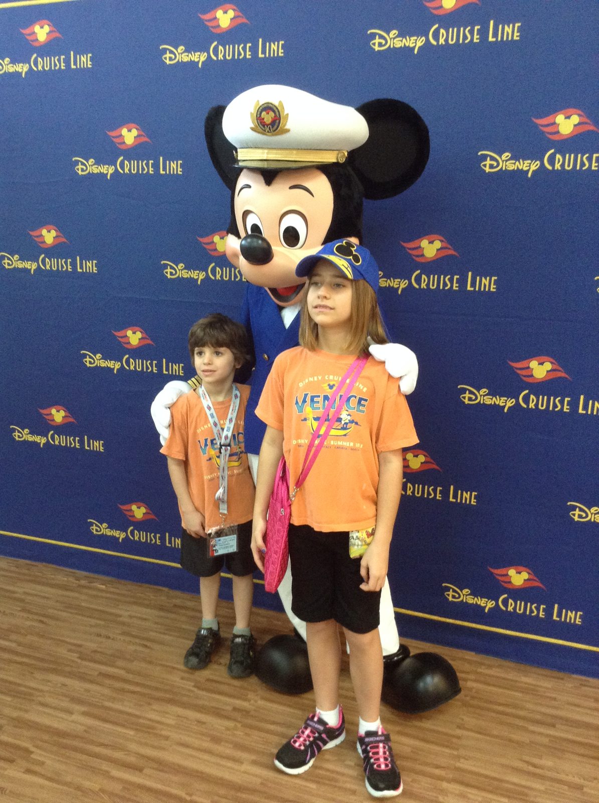 Meeting Captain Mickey before boarding