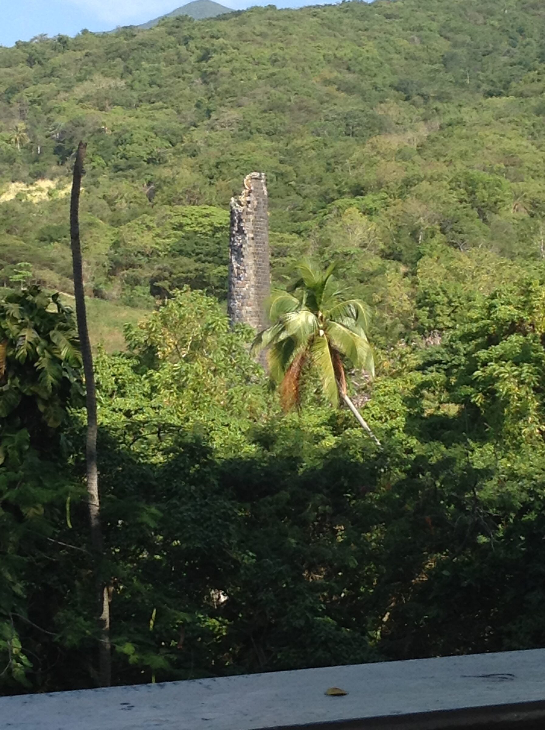 A ruined tower on the hillside