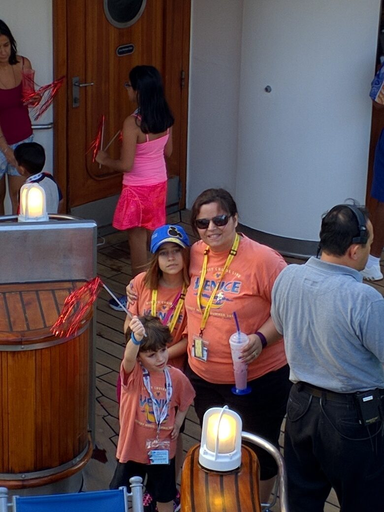 Thomas, Lisa and Kathy at the Adventures Away deck party on deck