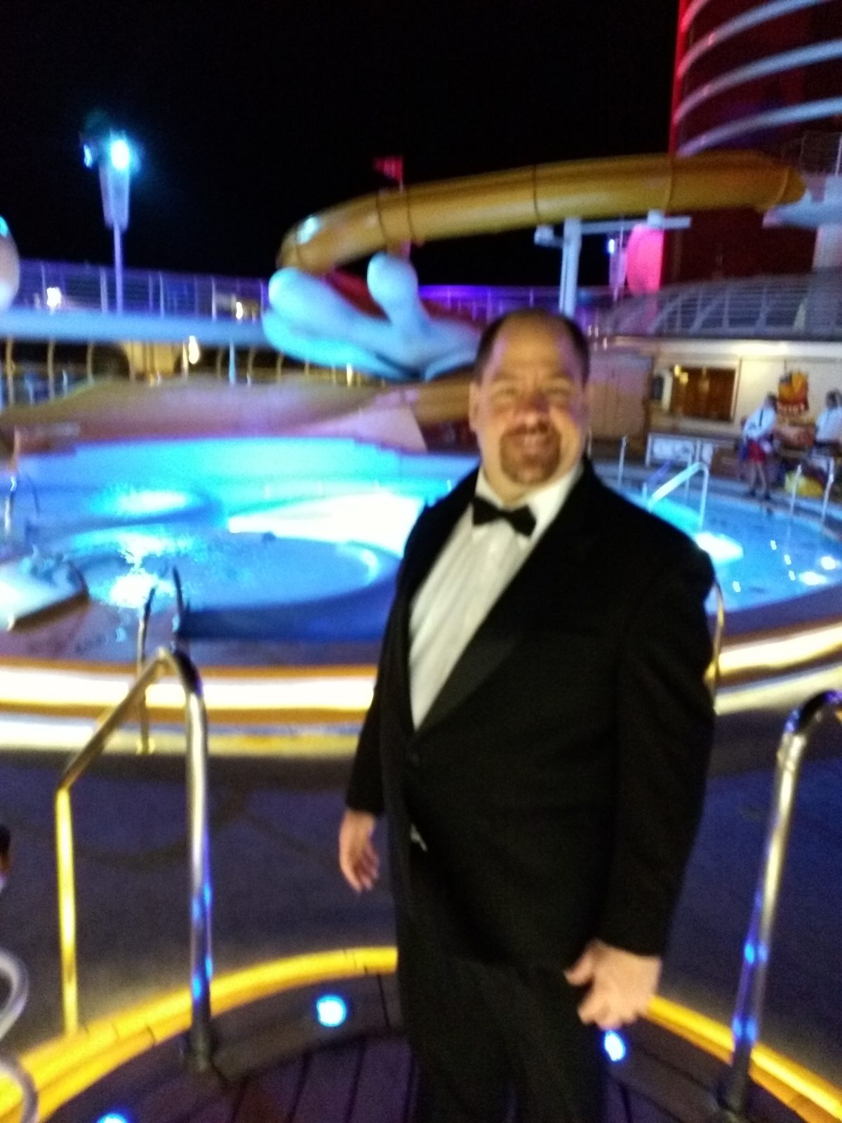 Michael by the pool deck on Formal Night