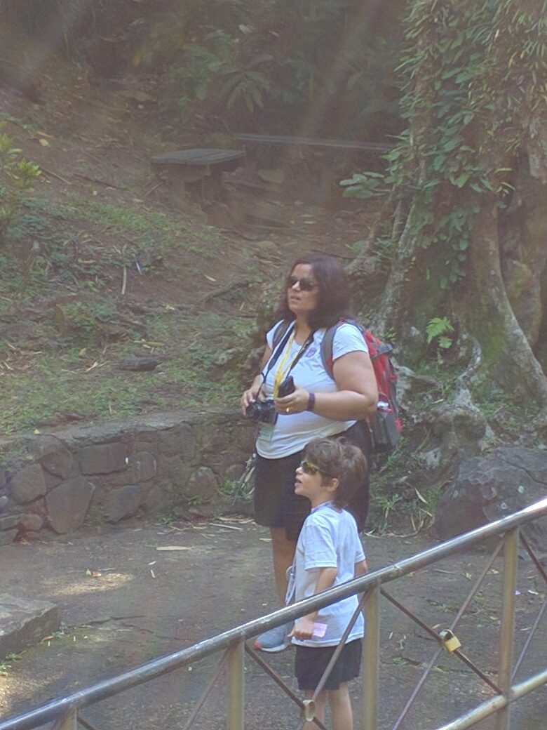 Kathy and Thomas on the path at Annandale Falls