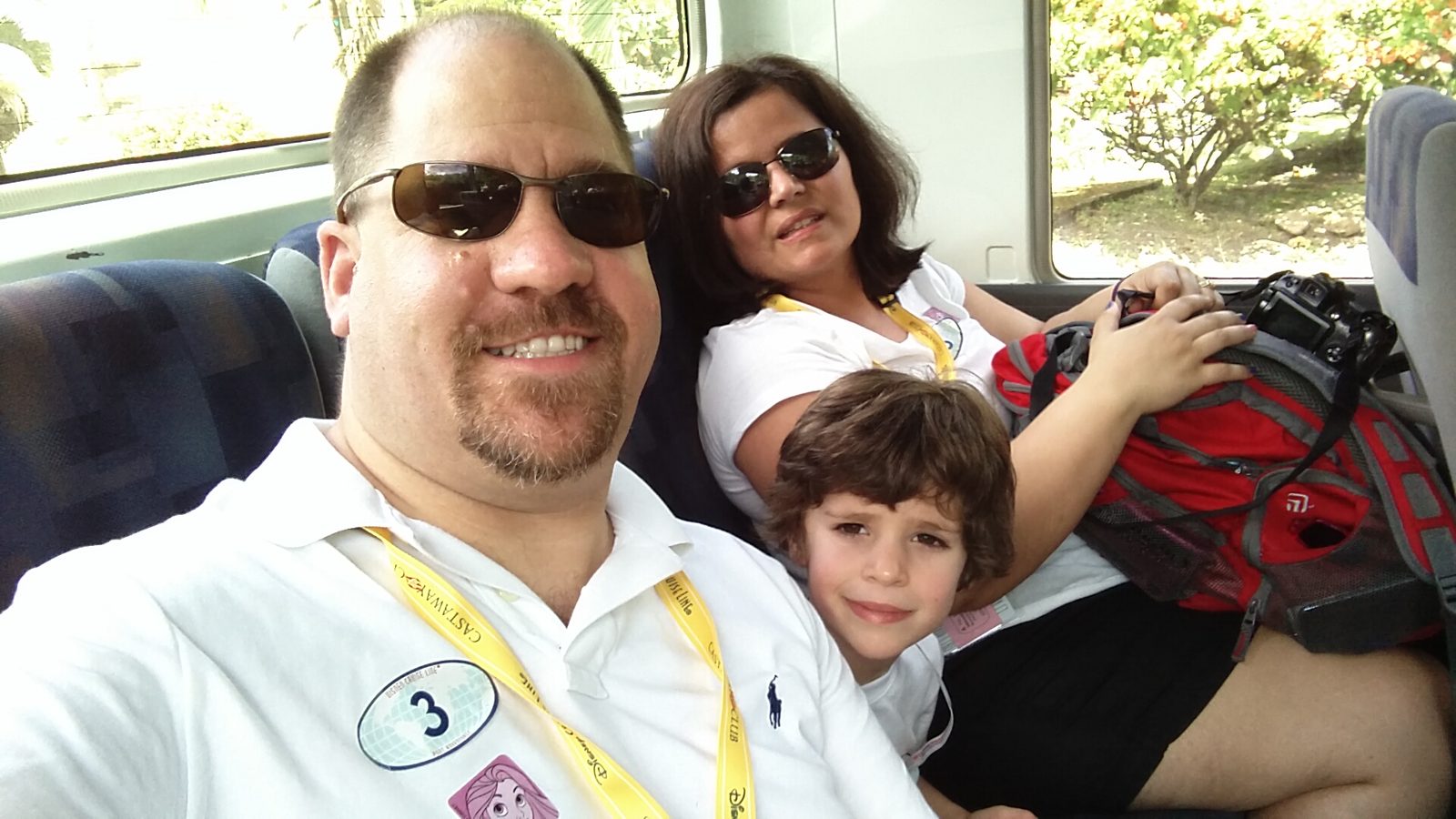 Michael, Kathy and Thomas on the tour bus at Belmont Estate