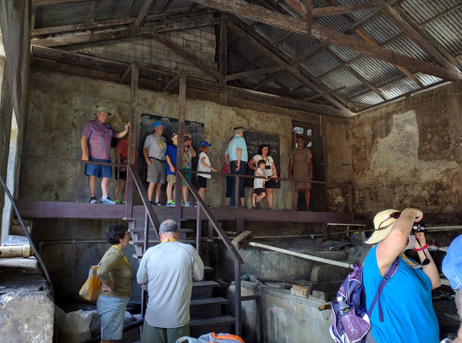Our tour group at the River Antoine rum distillery