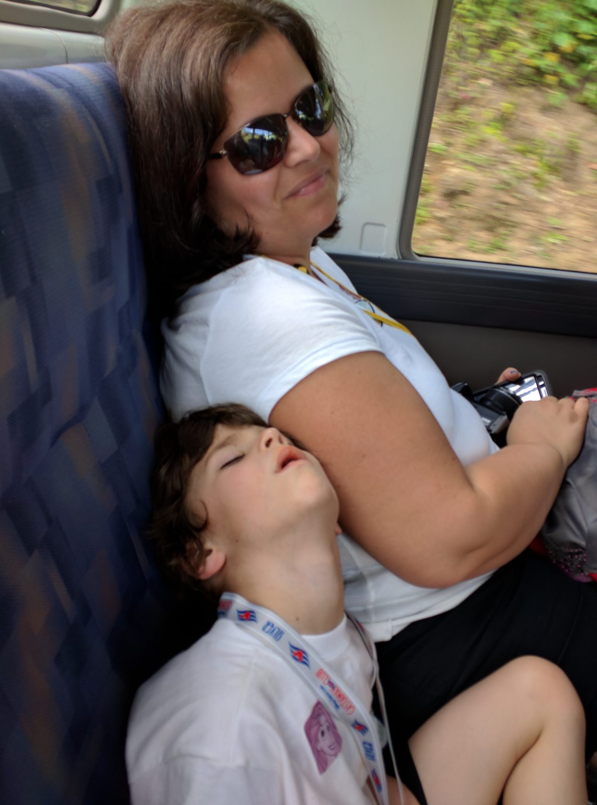 Thomas asleep on Kathy on the island tour in Grenada