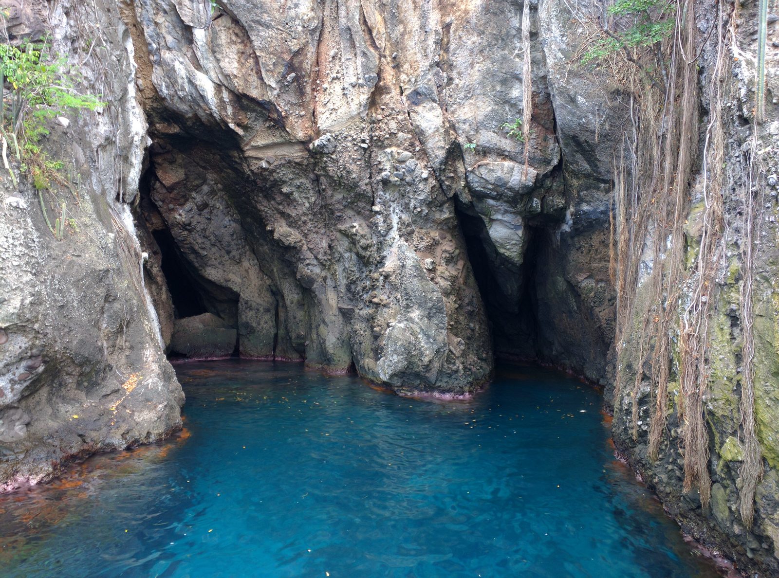 The sea caves at Anse Noire