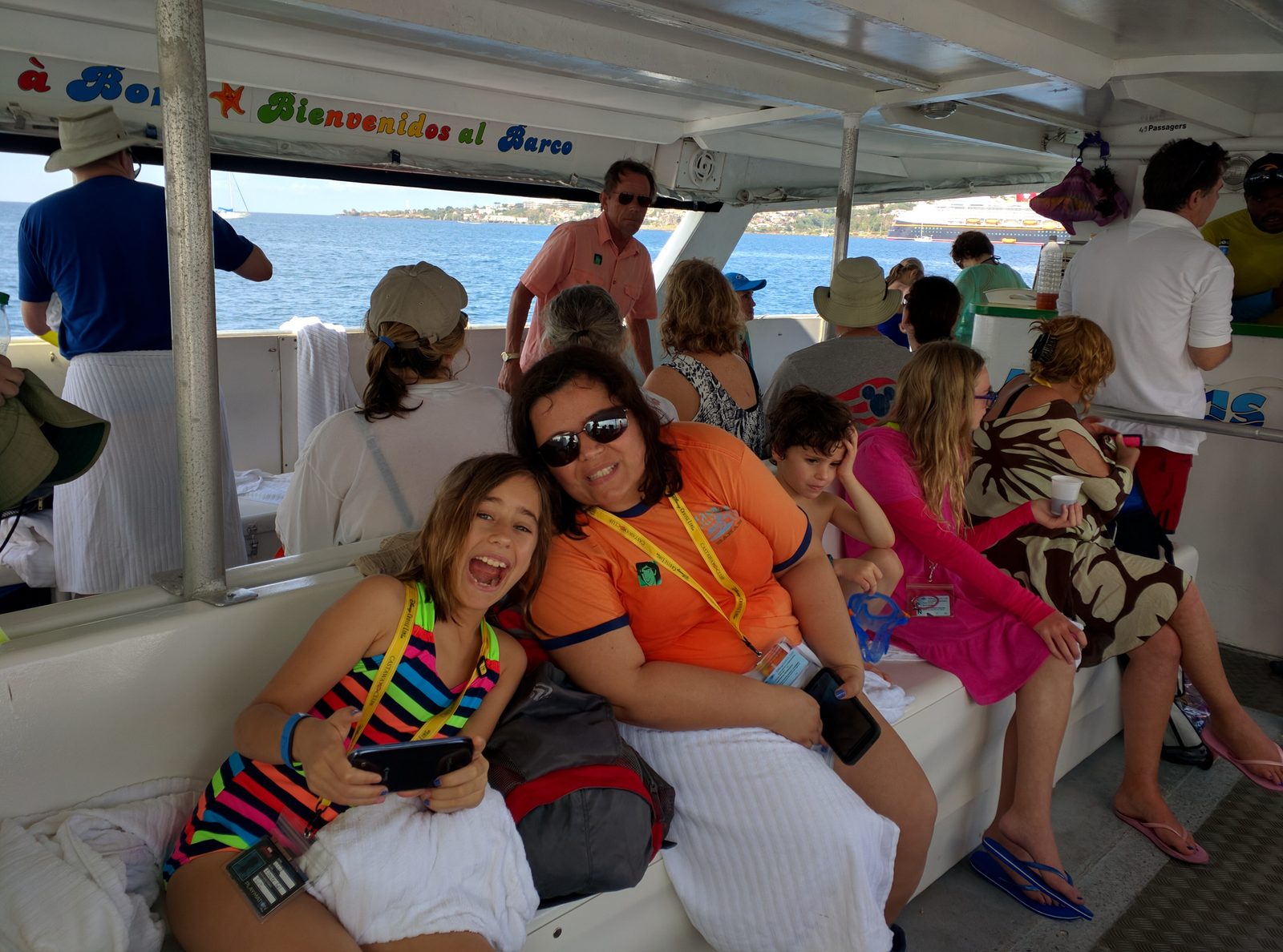 Kathy, Lisa and Thomas on the boat