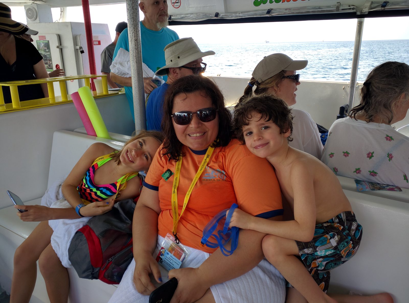 Lisa, Kathy and Thomas on the boat back in Fort-de-France