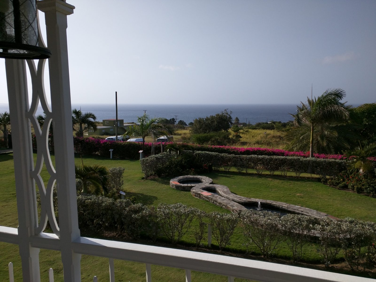 The garden view from Fairview Great House in St. Kitts
