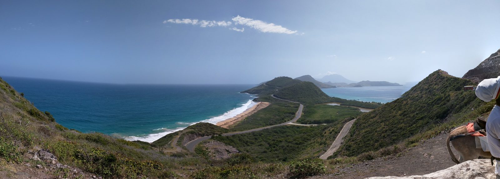 The beaches and narrow peninsula in St. Kitts