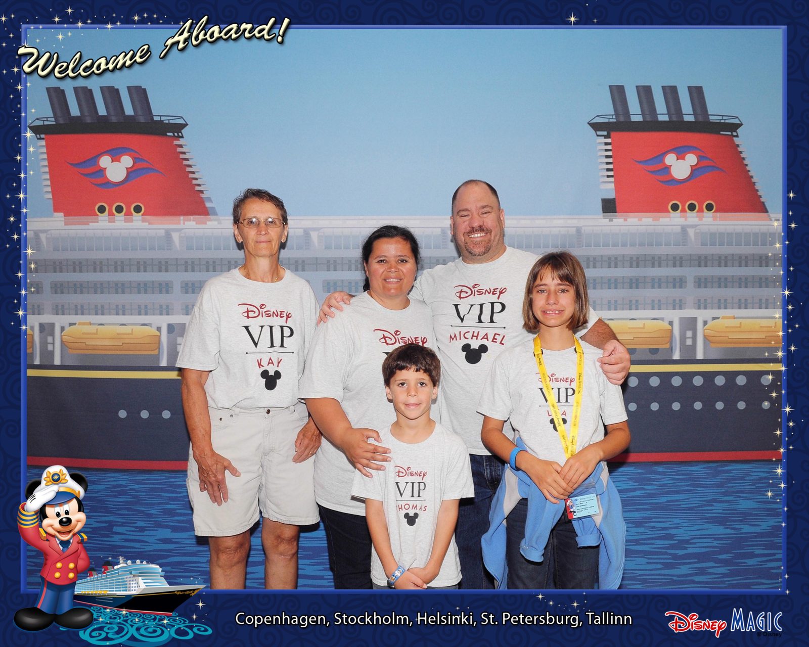 All five of us, welcome aboard the Disney Magic