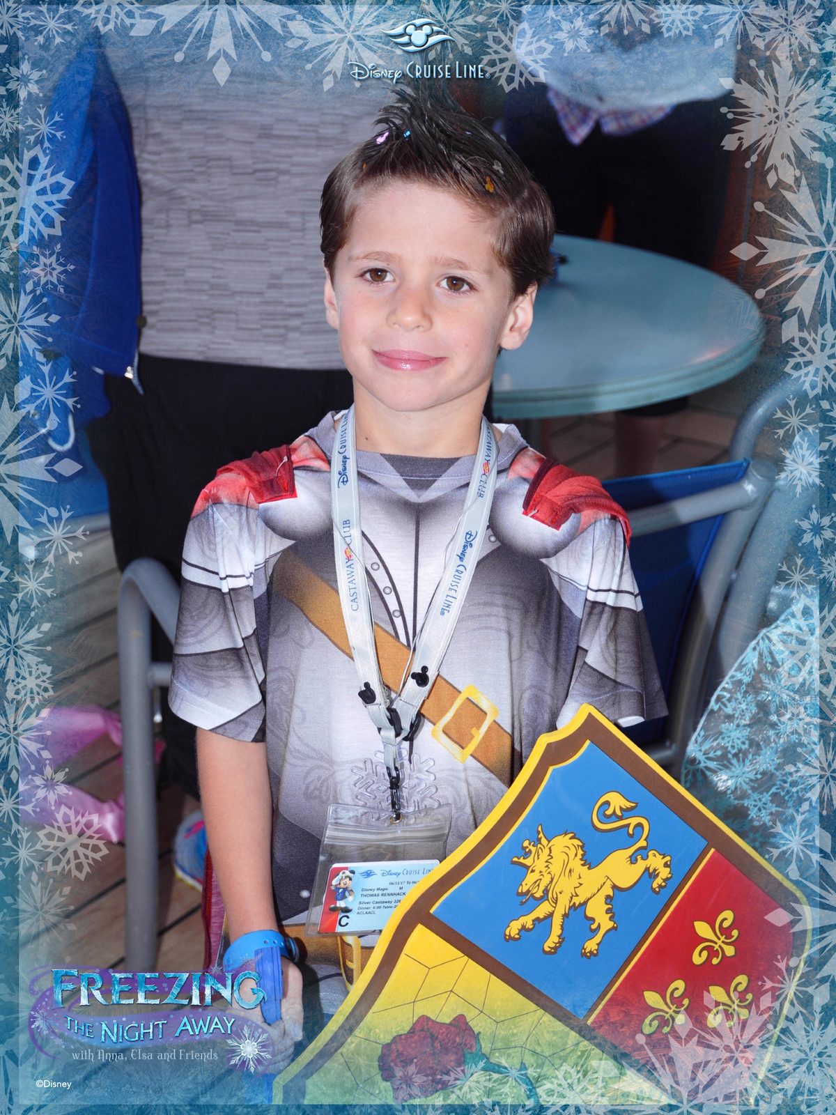 Thomas suited up in his knight's armor