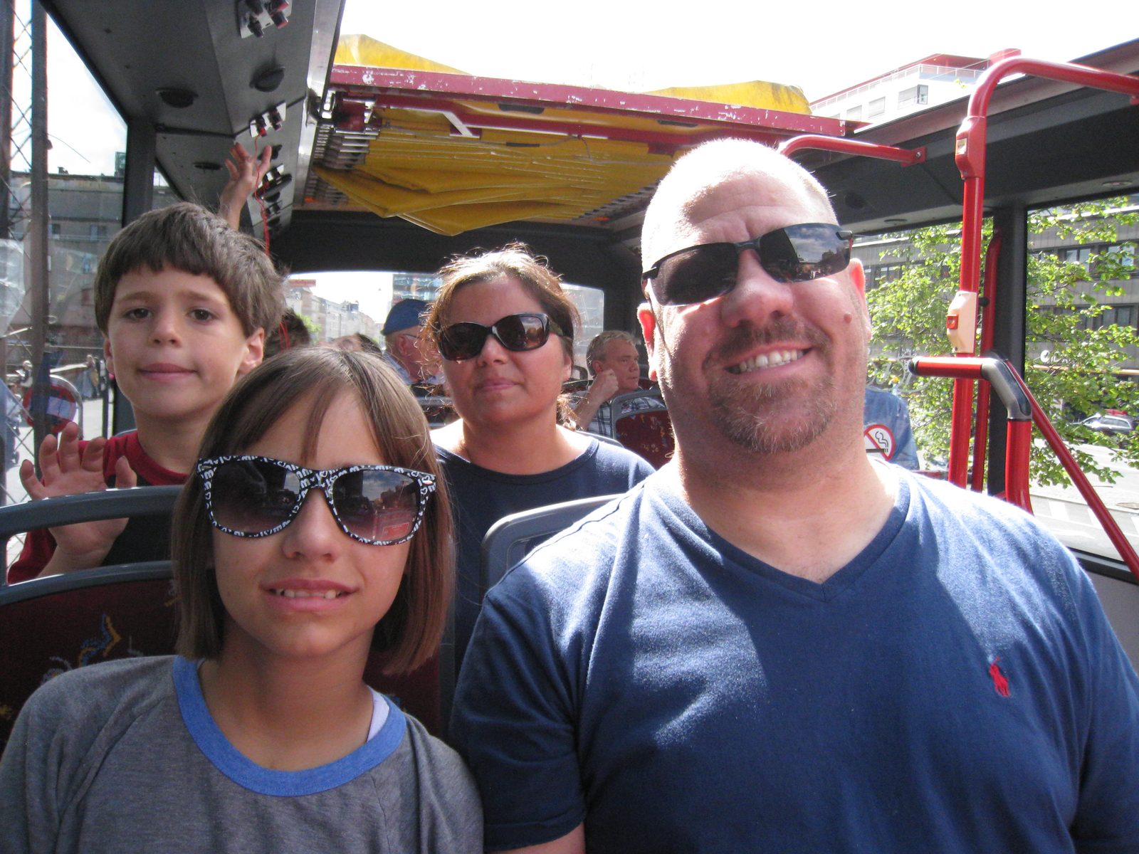 The kids and me aboard Copenhagen's hop-on hop-off bus