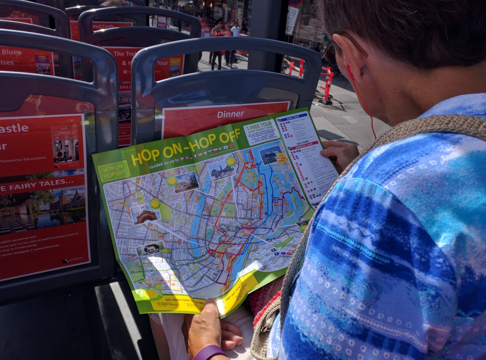 Checking the Hop On Hop Off map in Copenhagen
