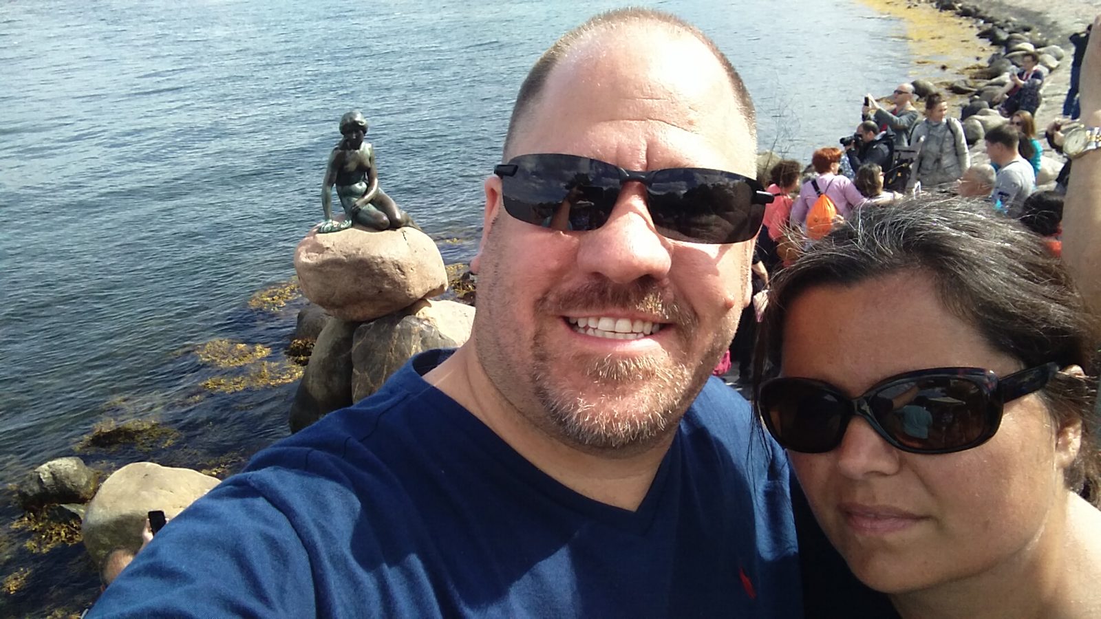 Kathy and me by the harbor near the Little Mermaid